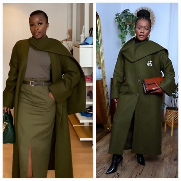 ZARA KHAKI MANTECO WOOL SCARF COAT size XS/S - Picture 16 of 17